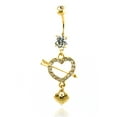 thumbnail image 2 of 14g (1.6mm) Stainless Steel Gold Heart & Arrow Dangle Belly Ring Navel Piercing Body Jewelry, 2 of 2