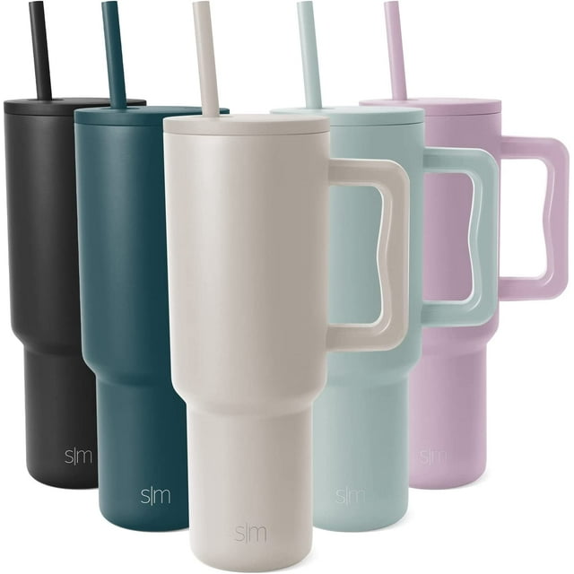 Simple Modern 40 oz Gobelet avec Poignée et Couvercle en Paille Isotherme Réutilisable Bouteille d'Eau en Acier Inoxydable Voyage Tasse de Café Glacé