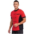 thumbnail image 2 of Hansber Unisex Lightweight Chef Coat Professional Cook Chef Jacket Kitchen Work Uniform for Men and Women Red&Black S, 2 of 7
