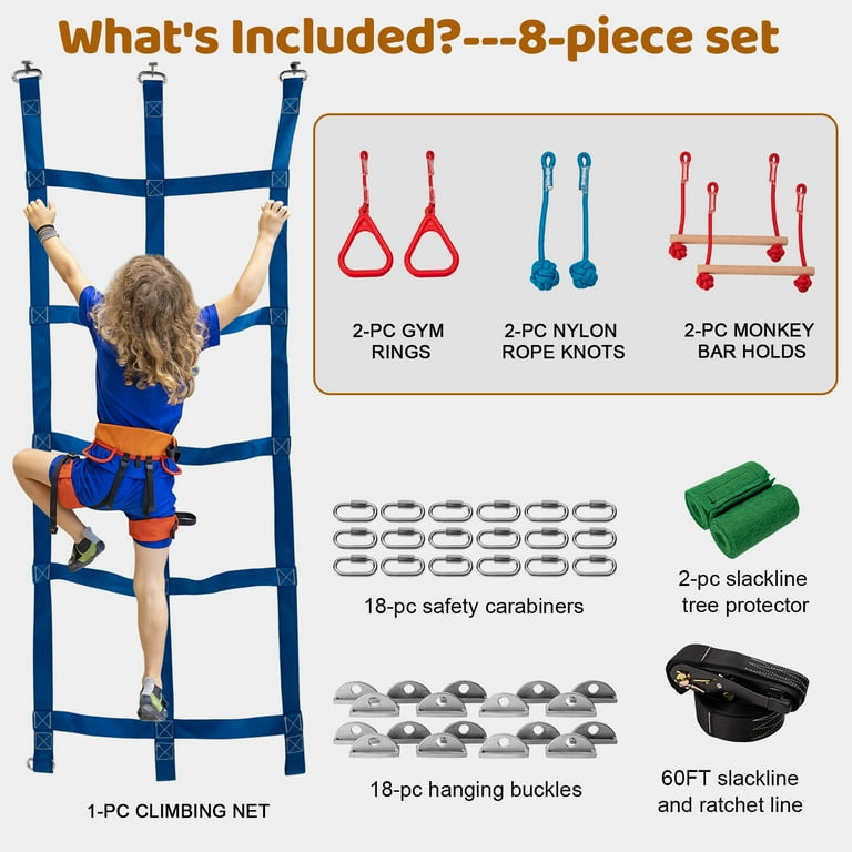 関税込★NASTY FANCY CLUB★LINE JERSEY TRACK TRAINING SET-UP Slsy Ninja Warrior Obstacle Course for Kids, 50ft Slackline