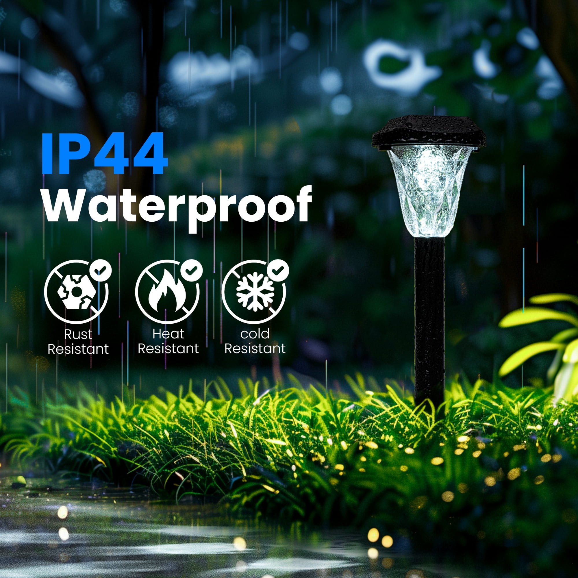8 Pack Solar Outdoor Lights, Waterproof Cool White Pathway Lighting for Yard, Garden and Patio