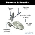 thumbnail image 4 of Lewmar PGX Galvanized Fluke Anchor Kit 5 lbs., for Boats up to 24', Includes Anchor, 5' of 1/4" G4 Chain, 100' of 3/8" 3-Strand rode - 2020222276, 4 of 8
