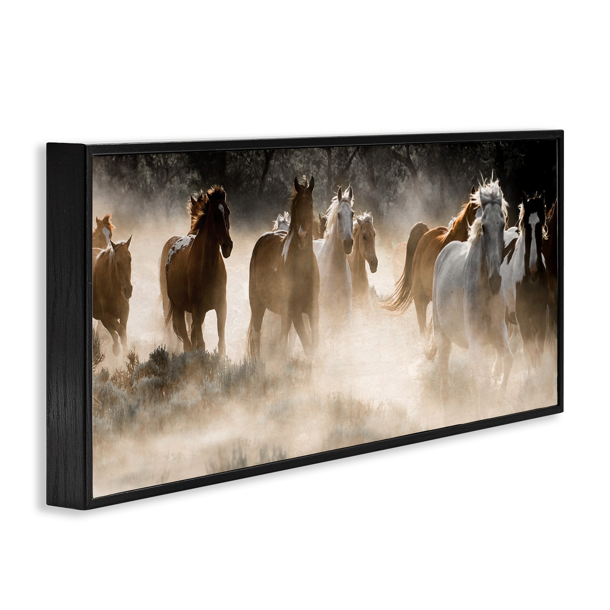 Stupell Industries Striking Horse Herd Galloping Rural Wildlife Photography Photograph Black Framed Art Print Wall Art, Design by Danita Delimont