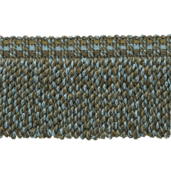 3" (7.5cm) Veranda Collection Fancy Knitted Bullion Fringe Trim # BFV3,, Blue Ridge Brown #VNT34 (Mocha Brown, Green Blue, Teal Blue) Sold By The Yard (36"/3 ft/0.9m)