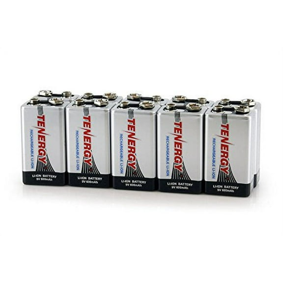 Tenergy 9V 600mAh Li-ion Rechargeable Battery, 10 pieces