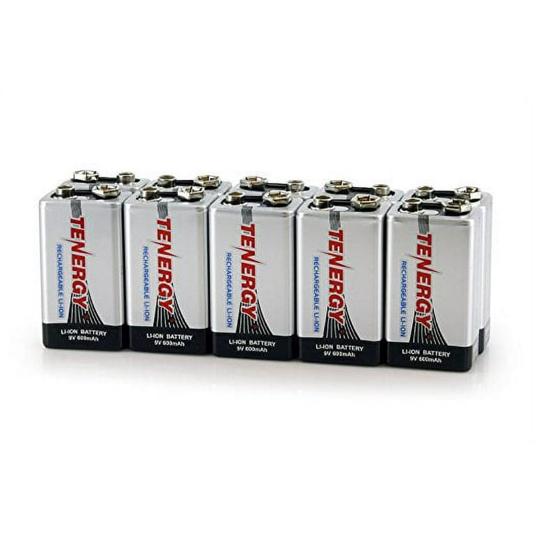 Tenergy 9V 600mAh Li-ion Rechargeable Batteries, 4pk - Tenergy