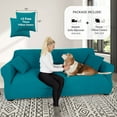 thumbnail image 2 of Housse de Canapé Extensible Élastique 3 Places, 1 Pce (Bleu Paon, Grand), 2 of 6