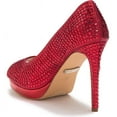 thumbnail image 2 of Lauren Lorraine Candie Red Crystal Embellished Peep Toe Platform Formal Pump (7.5, Red), 2 of 5