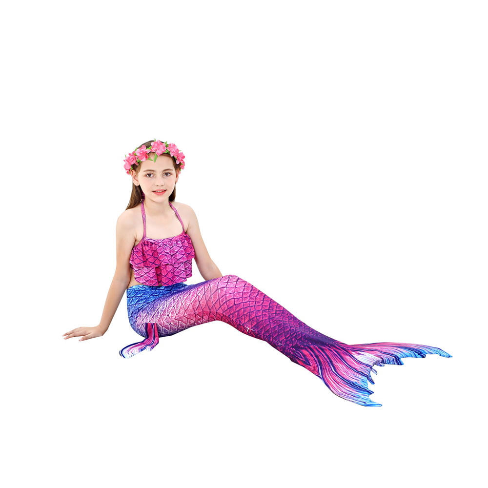 Children Mermaid Tails for Swimming Girls Swimsuit Princess Bikini Bathing Suit Set Birthday Gift for Kids,Girls 