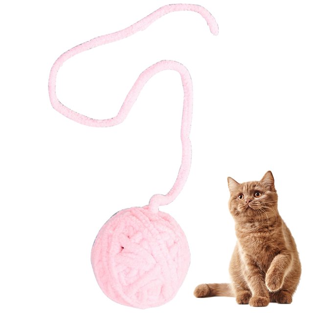 Cat Toy Ball Wool Interactive Funny Cat Pom Pom Toy Kitten Play Ball with Bell