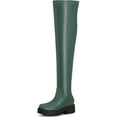 thumbnail image 3 of BLISSFUL STEP Platform Lug Sole Chunky Low Heel Over Knee High Boots for Women Green 7, 3 of 8