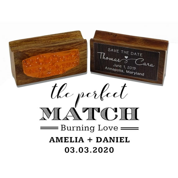 Printtoo Personalized Wedding Favor Wood Mounted Round Rubber Stamp The Perfect Match Custom Stamper-1.77 Inches Diamater