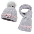 thumbnail image 2 of BFHHYA Toddler Girls' 2PC Warm Gift Set Beanie & Scarf Set Kids Bowknot Fleece-Lined Winter Hat Scarf for Casual Outings & Family Trips(2-6Y), 2 of 5