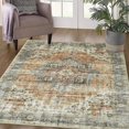 thumbnail image 1 of Twister.CK Machine Washable Area Rug 9' x 12', Non Slip Backing Low Pile Rugs Boho Vintage Foldable Stain Resistant Indoor Carpet for Bedroom Living Room Playroom, Brown, 1 of 9