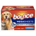 Bounce Pet Hair and Lint Guard Mega Dryer Sheets with 3X Pet Hair