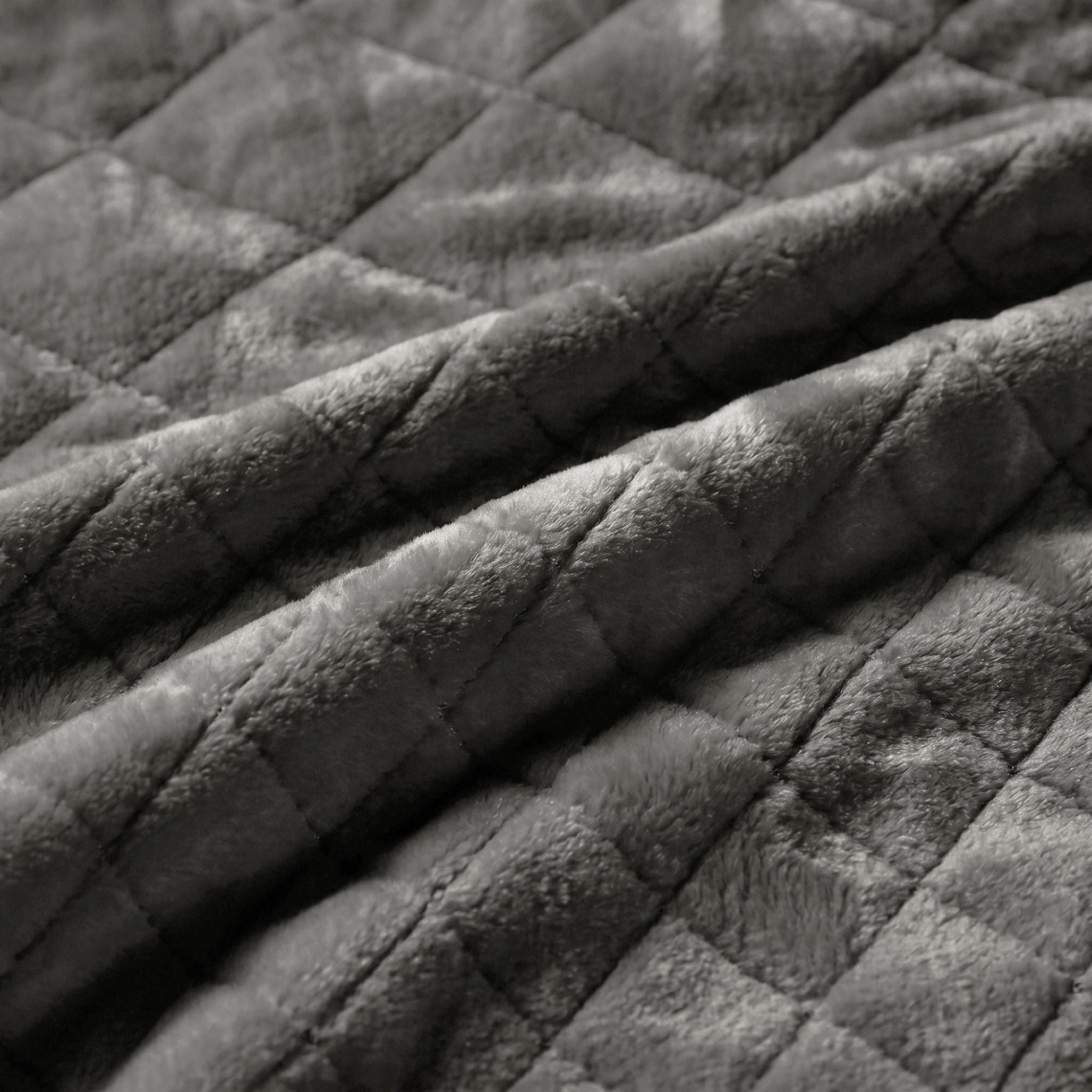 Superior Holly Grid Fluffy Fleece Blanket, Full Queen Size, Charcoal