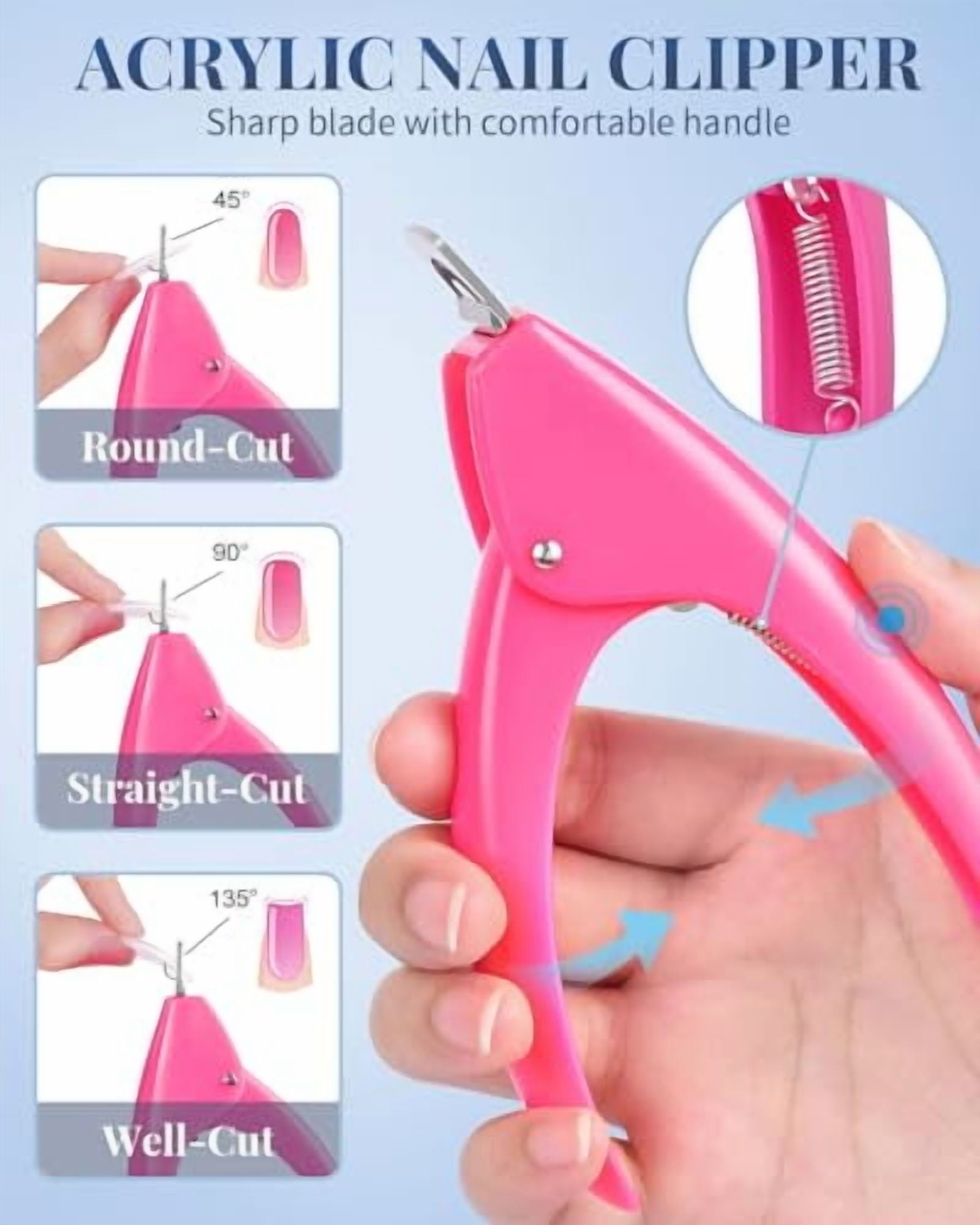 240 Pcs Half Cover Coffin Nail Tips Clear Acrylic Extra Long False Nail Tips with Glue, Clipper, Files and Cuticle Fork for Salons and Home DIY