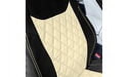 FH Group Ultra Modern Quilted Leatherette Car Seat Covers, Universal Fit Beige Full Set with Air Freshener