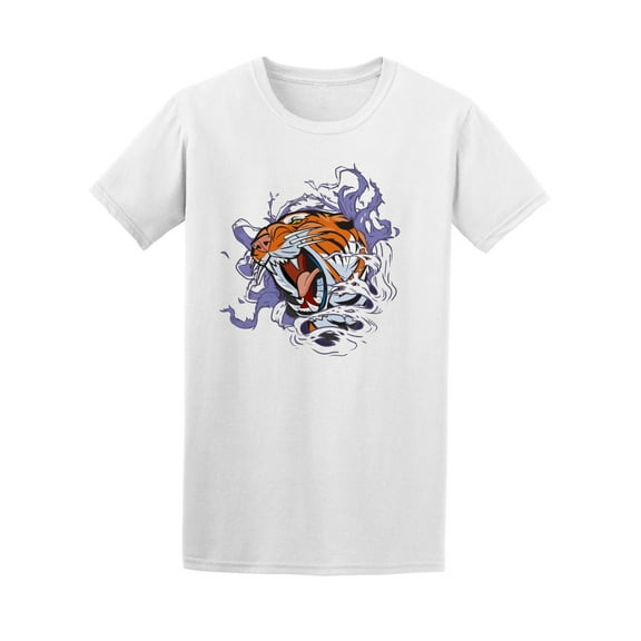 Old School Tiger Roaring T-Shirt Men -Image by Shutterstock, Male Medium