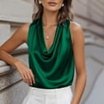 thumbnail image 2 of Satin Tank Tops for Women Dressy Sleeveless Cowl Neck Tops Elegant Satin Silk Blouse Trendy Summer Vacation Outfits Blusas De Seda Para Mujer, 2 of 9