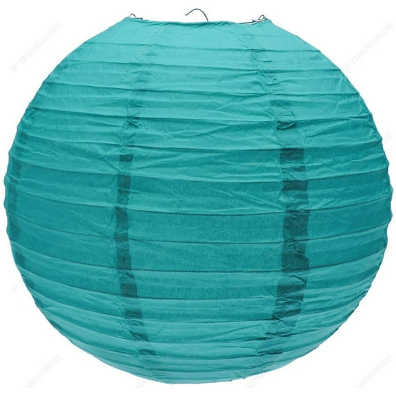 M.V. Trading LNT12ER-TL Colorful Chinese/Japanese Round Paper Lanterns with Metal Frame, 12-Inches, Teal Green