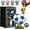Blue, variant on Soccer Ball Shaped Rotating Drinking Glass Cup, 300ml Soccers Trophy Beer Glass, 360° Spinning Gold Base, Clear with Black & White Design, 10Oz Beer Glasses for Soccer Lover (Black)