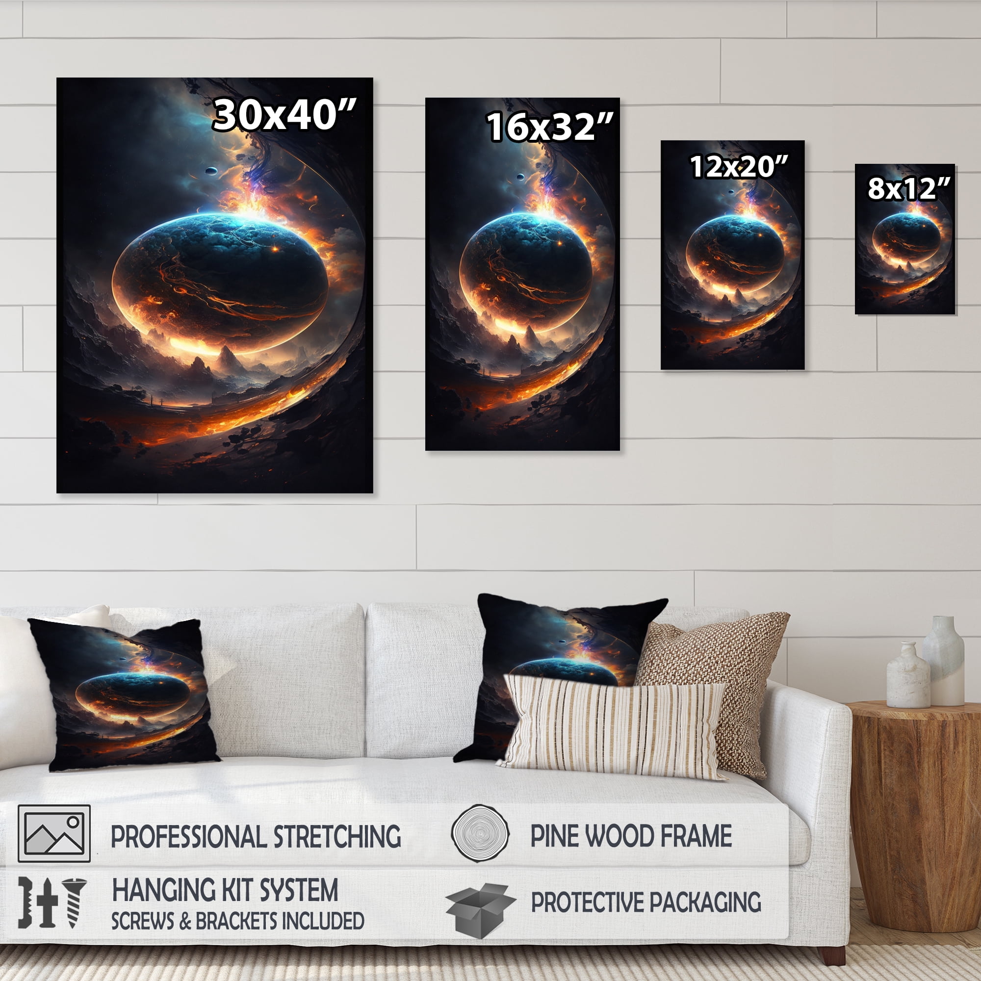 Designart Deep Space Planet Fusion III Canvas Wall Art