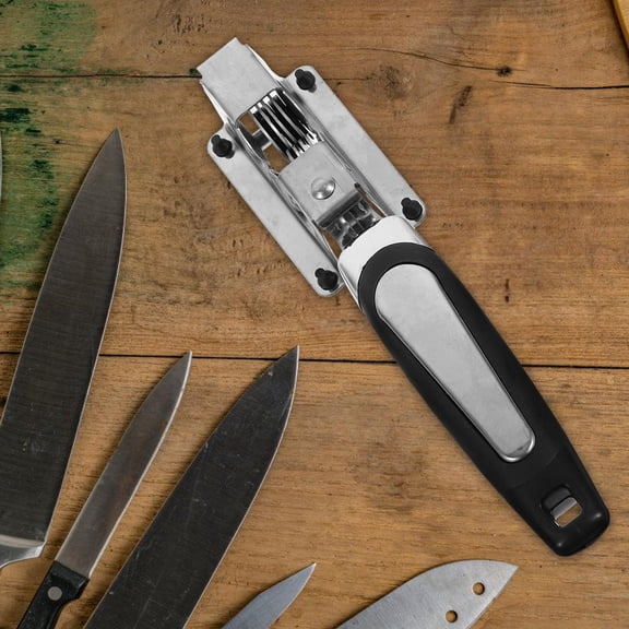 DEEPCRAFF Black Stainless Steel Sharpener, Efficient Sharpening Tool for Home and Professional Kitchen Use