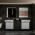 thumbnail image 3 of Zilara 80 in W Black and Grey Double Bath Vanity, Castle Grey Marble Top and Faucet Set, 3 of 12