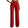 thumbnail image 7 of Resicozy High Waisted Straight Leg Suit Pants Women Business Casual Office Dress Trousers with Pockets Red M, 7 of 7