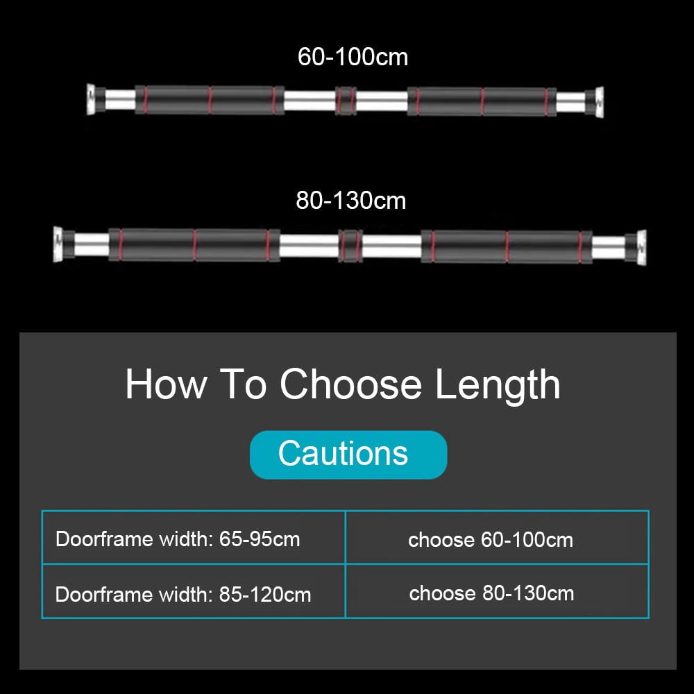 Rupoun Adjustable Home Gym Pull‑Up Bar – 440lb Capacity, 80‑130cm Length, Anti‑Skid Rubber, Padded Grips, Multi‑Exercise Fitness Equipment