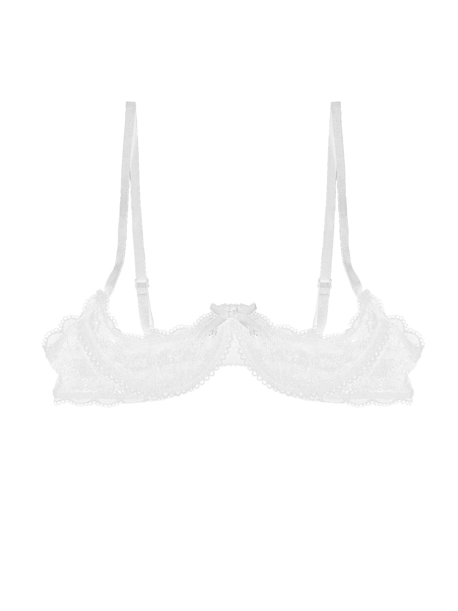 renvena Women's Sheer Lace Lingerie Push Up Underwired Shelf