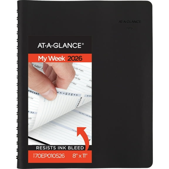 AT-A-GLANCE The Action Planner 2026 Weekly Appointment Book Planner Black Large