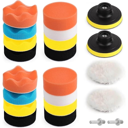 22 Pcs Polishing Pads Kit,3 Inch Sponge Buffing Pads,Buffer for Car Detailing, Polishing Wheel for Drill,Car Buffer Polisher Kit Drill Buffing Kit for Car Polishing, Waxing, Sealing Glaze