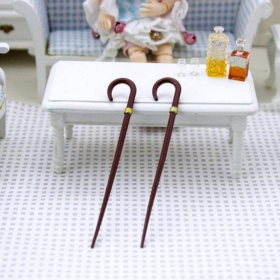 OUNONA 2 Pcs Dollhouse Crutches 8.40X1.40X0.50CM Light Brown