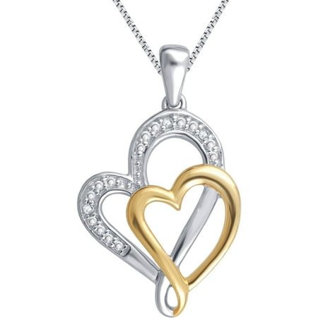 Diamond Accent 14kt Yellow Gold Over Brass Heart Pendant