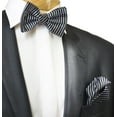 thumbnail image 2 of Black and Silver Striped Silk Bow Tie, 2 of 3