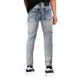 thumbnail image 2 of Men's Muscle Fit Distressed Moto Quilt Zipper Super Skinny Stretch Denim Jeans (BDX-80-LB/SS - Light Blue, 34x30), 2 of 3