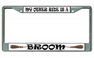 My Other Ride Is A Unicorn Chrome Metal License Plate Frame