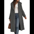 thumbnail image 1 of Chaqueta Informal con Capucha y Cuello en V de Larga y Forro Cálido para Mujer, Abrigos de Otoño e Invierno. Gris XL, 1 of 8
