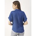 thumbnail image 2 of Moomaya Solid Short Sleeves Shirt Style Collar Top, Womens Summer Pullover Tunic, 2 of 8