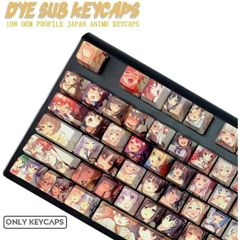 XVX PBT Keycaps 108 Keys Japanese Anime Style Keycaps Five Sided