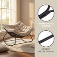 thumbnail image 7 of Outdoor Papasan Rocking Chair Oversized, Rattan Egg Rocker Chair with Padded Cushion, 400lbs Patio Wicker Rocking Chair for Living Room Porch Backyard, Light Gray, 7 of 7