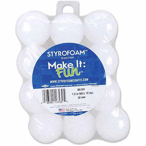 3-Pack Styrofoam Floracraft Styrofoam Balls 1 1/2 inch 12 Pack White BA15H 