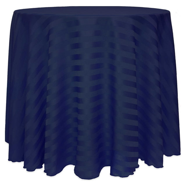 Ultimate Textile (10 Pack) Satin-Stripe 108-Inch Round Tablecloth - for Wedding and Catering, Hotel or Home Dining use, Navy Blue