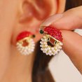 thumbnail image 1 of Sweet Christmas earrings, Santa hat earrings, small and exquisite design, cute pearl earrings Couple jewelry Valentine's Day gift, 1 of 5
