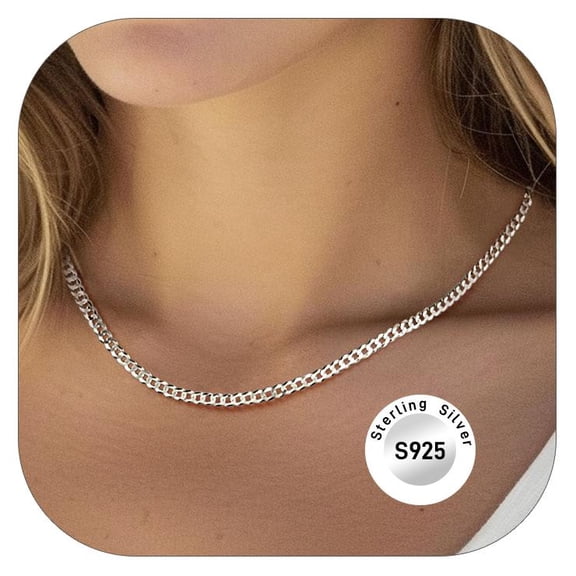 ChainsProMax Solid 925 Sterling Silver Cuban Chain Women Men Necklace 3mm/5mm 14"-28" Mothers Day Fathers Day Jewelry Gifts for Women Men