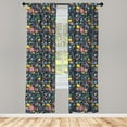 thumbnail image 4 of Ambesonne Country Farmhouse Window Curtains, Cottagecore Print, Each 28" W x 84" L, Dark Slate Blue Coral, 4 of 4
