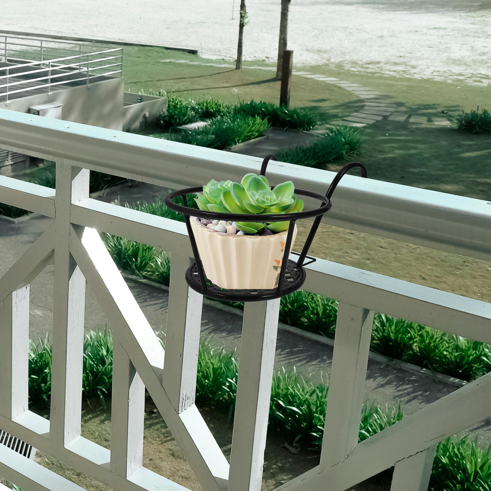 Worgeous  3 Pcs Hanging Railing Planter Decorative Black Shelves Shelf