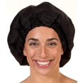 thumbnail image 1 of Gorro de ducha premium para mujeres con cabello largo. Reutilizable 100% impermeable Doble cara Ideal para rizos con tejido anti-frizz forrado en rizo. Gorros de ducha negros para mujer., 1 of 8